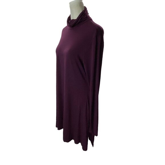 SOFT SURROUNDINGS Ruched Turtleneck Tunic Top Long Sleeve Purple LT 15-6 - Picture 5 of 16